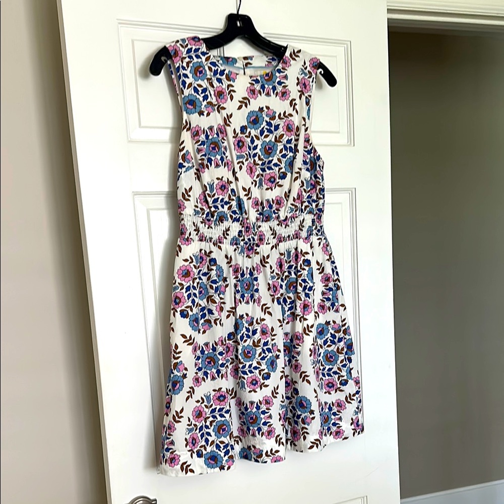 Boden Floral Mini Dress in Blue and Pink